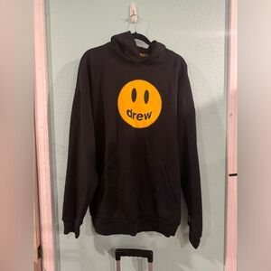 drew house Black Hoodie with Yellow Smiley Logo